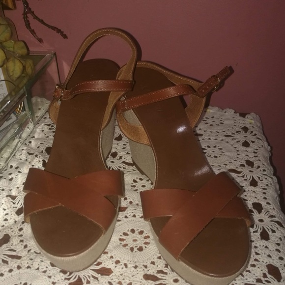 J Crew Lila Lather platform Wedges NWOT - Picture 2 of 6